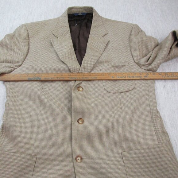 Brooks Brothers 346 Blazer Jacket Mens Beige Houndstooth Wool Single Breasted - Picture 12 of 13